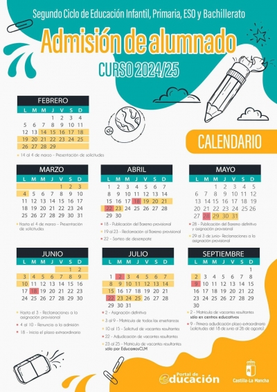 Calendario de admisión del alumnado 2024-25